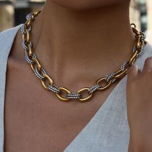 Elegant Gold and Silver Chain Necklace